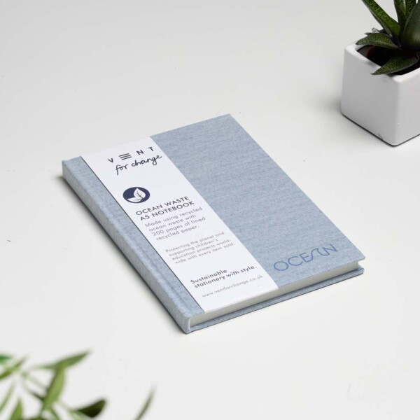 A5 Recycled Ocean Waste Hardback Notebook – Blue Ocean - Image 2