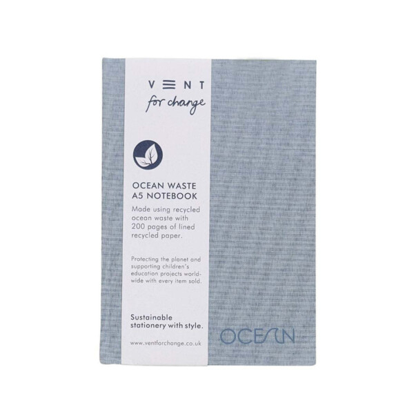A5 Recycled Ocean Waste Hardback Notebook – Blue Ocean