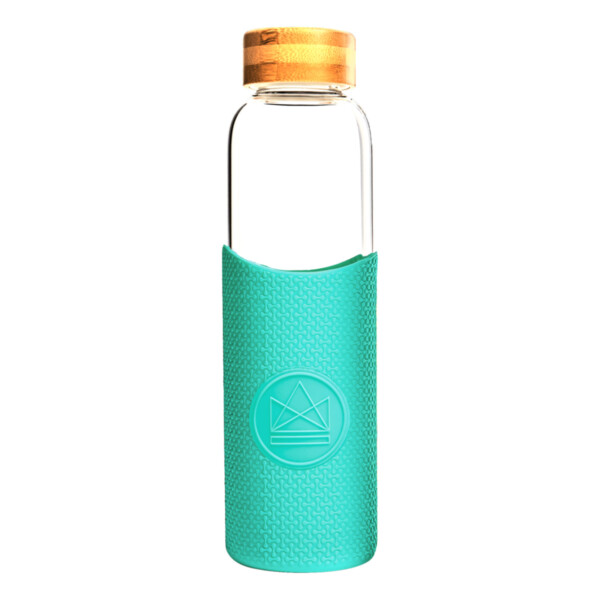Glass Water Bottle - Free Spirit Turquoise 550ml