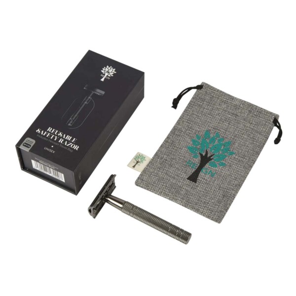 Re:gn Reusable Razor with Jute Travel Bag - Black - Image 2