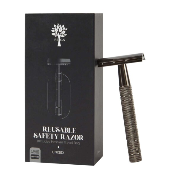 Re:gn Reusable Razor with Jute Travel Bag - Black