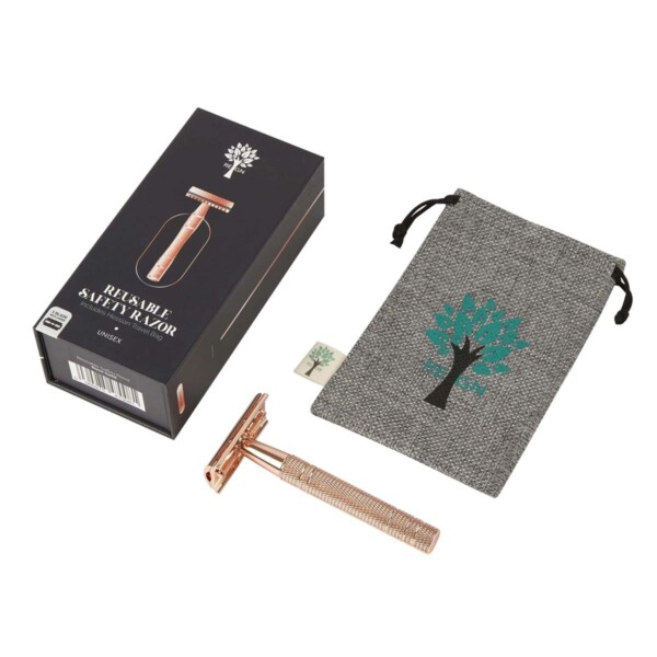 Re:gn Reusable Razor with Jute Travel Bag - Rose Gold - Image 2