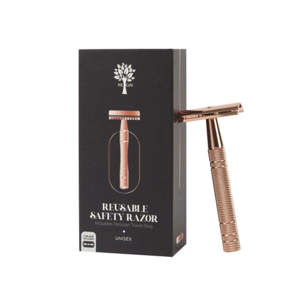 Re:gn Reusable Razor with Jute Travel Bag - Rose Gold