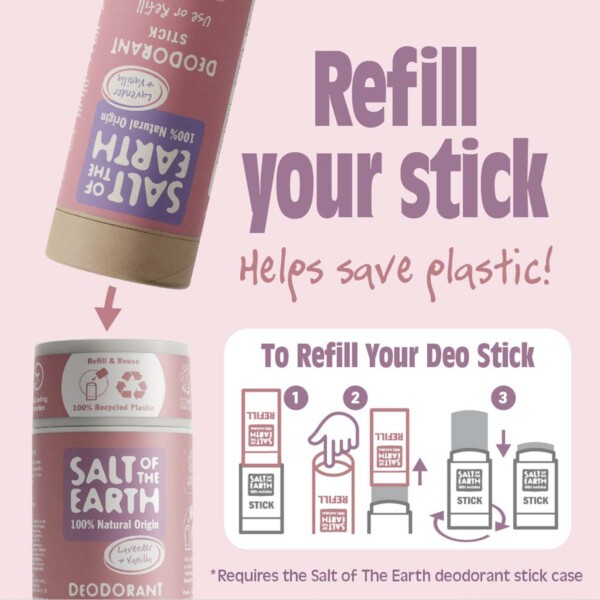 Refillable Lavender & Vanilla Natural Deodorant Stick - 84g - Image 3