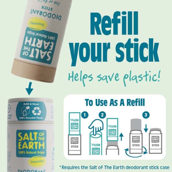 Refillable Unscented Natural Deodorant Stick - 84g - Image 3