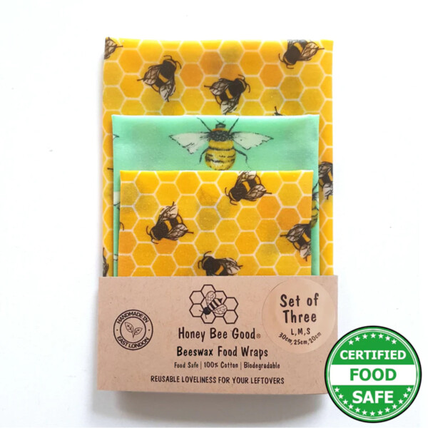 Beeswax Wraps - Bee Happy - Set Of 3