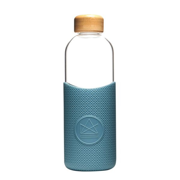 Glass Water Bottle 1L - Super Sonic Blue