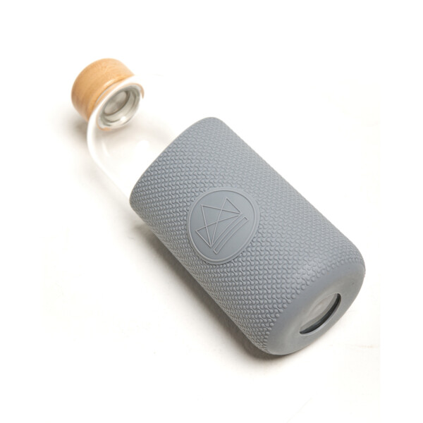 Glass Water Bottle 1L - Forever Young Grey - Image 2