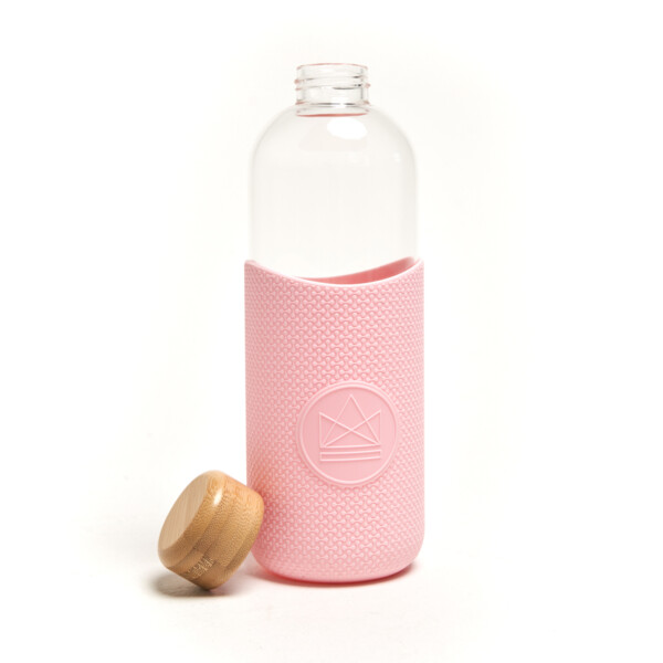 Glass Water Bottle 1L - Flamingo Pink - Image 2