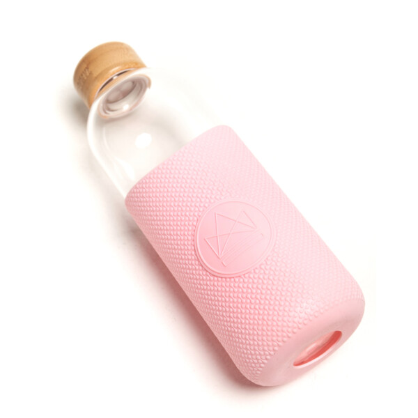 Glass Water Bottle 1L - Flamingo Pink - Image 3