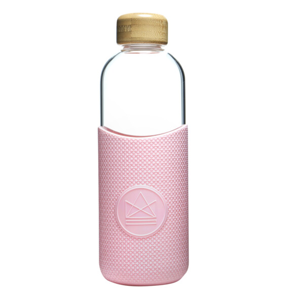 Glass Water Bottle 1L - Flamingo Pink