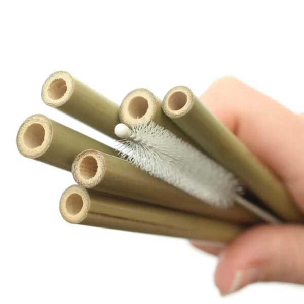 Natural Bamboo Reusable Drinking Straws - 6 Pack - Image 2
