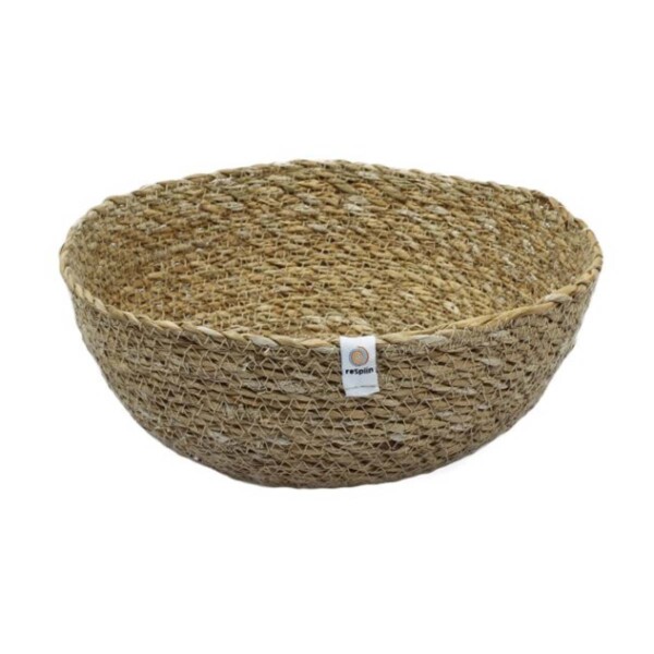 Shallow Natural Seagrass Storage Basket - Large