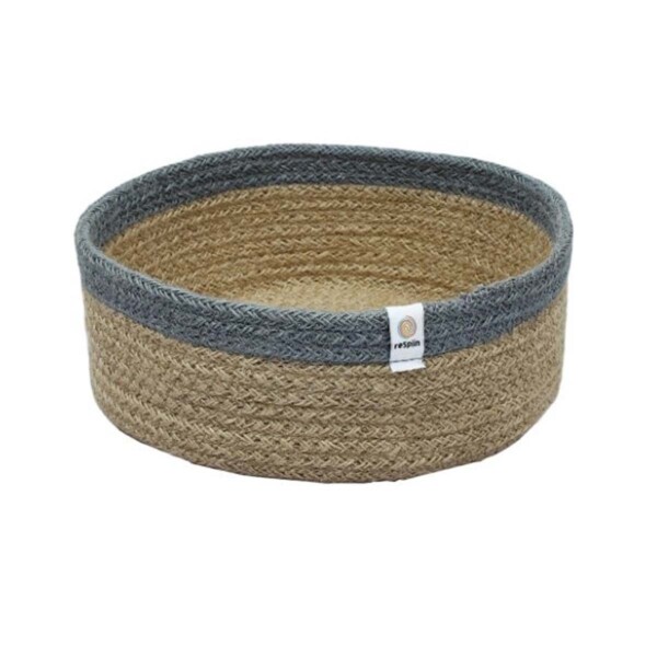 Grey Jute Storage Basket - Medium