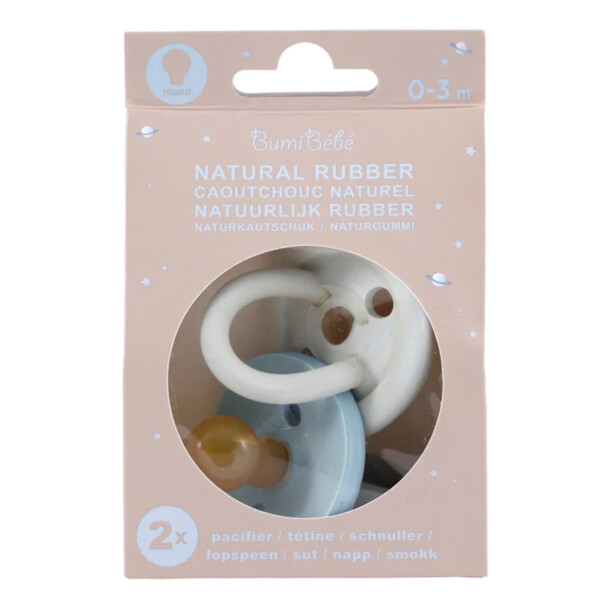 BumiBébé Natural Rubber Pacifier 0-3 Months – Sky Blue 2 Pack - Image 3