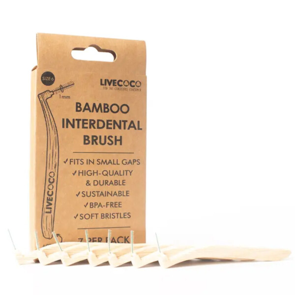 Long Handle Reusable Bamboo Interdental Brushes - 7 Pack - Size 6