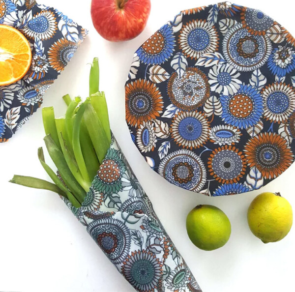 Beeswax Wraps -  Set of 3 L, M, S Sunflower - Image 2