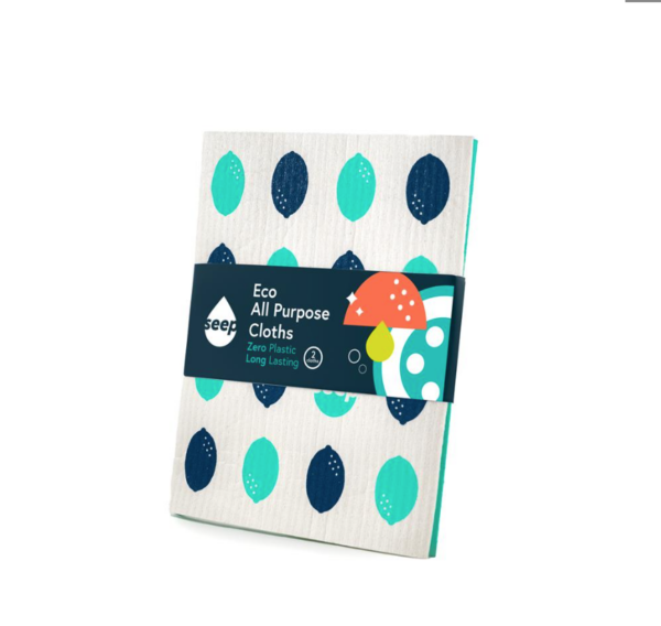 Eco All-Purpose Sponge Cloths - 2 Pack - Lemon