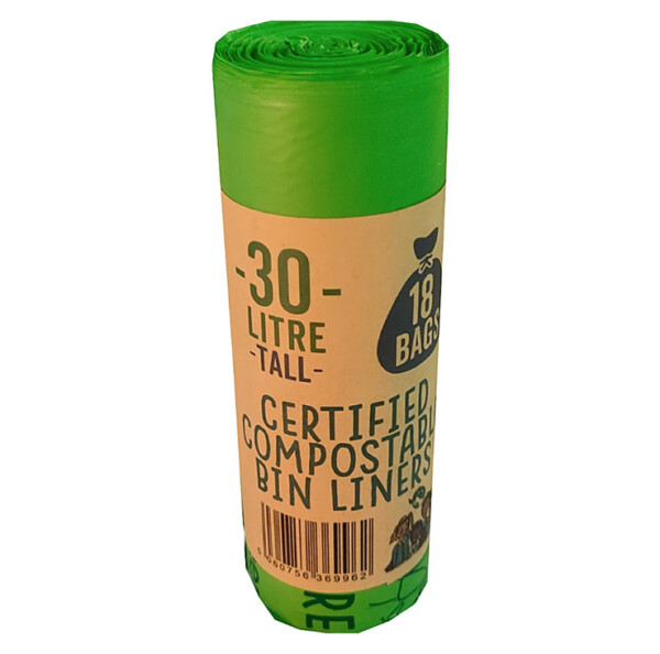 30 Litre Compostable Bin Liners - 18 bags