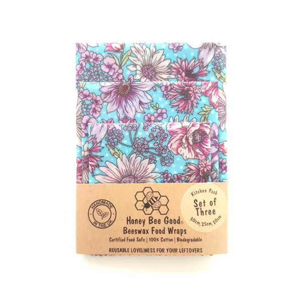 Beeswax Wraps - Blue Daisies - Set of 3