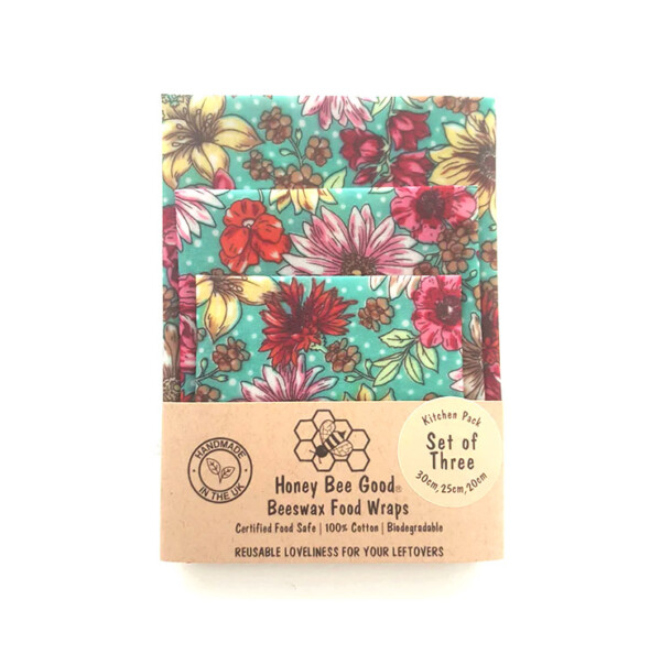 Beeswax Wraps - Green Daisies - Set of 3