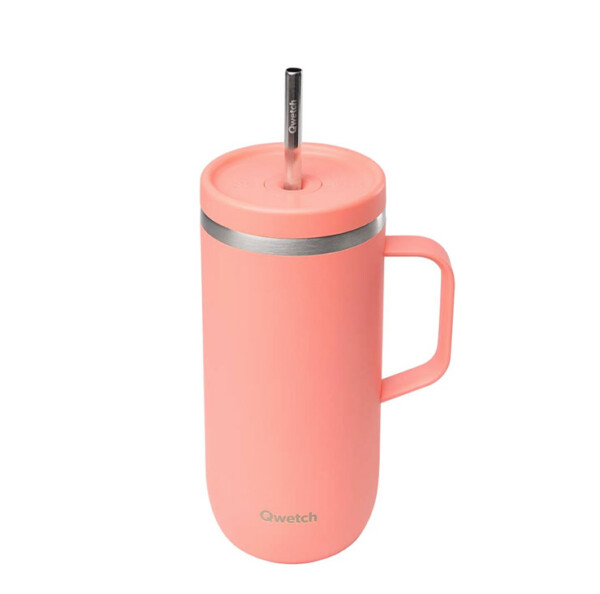 Stainless Steel Insulated Cold Cup With Handle - Peach - 600ml