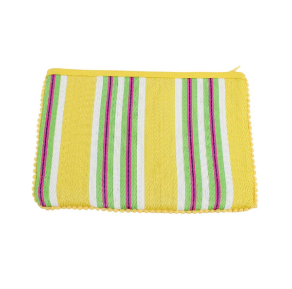 Recycled Woven Pom Pom Pouch – Beach