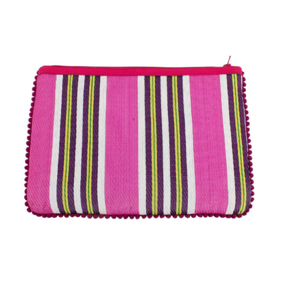 Recycled Woven Pom Pom Pouch – Fire