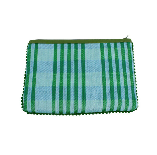 Recycled Woven Pom Pom Pouch – Ocean