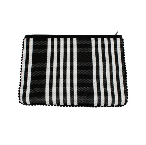 Recycled Woven Pom Pom Pouch – Pebble