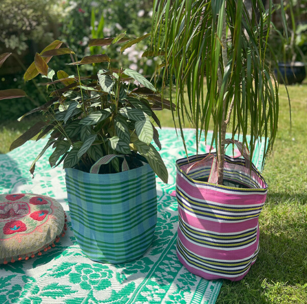 Recycled Woven Bucket Bag – Beach - Image 2