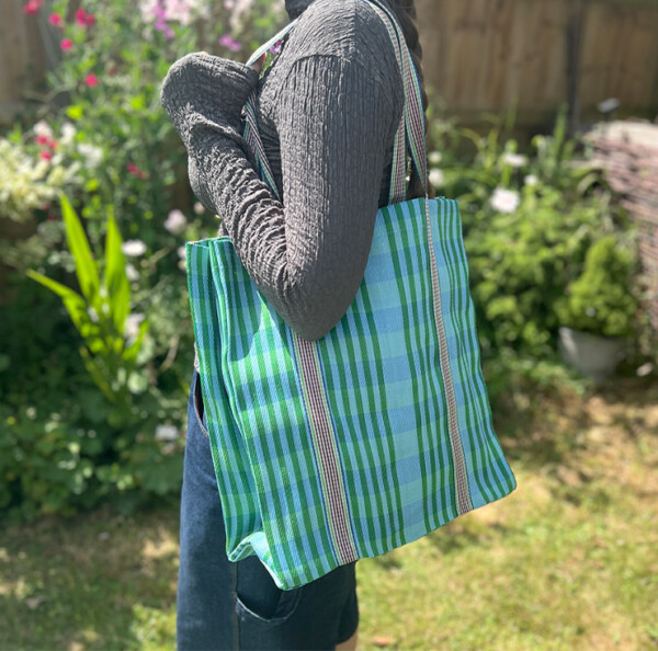 Recycled Woven Tote Bag – Ocean - Image 3