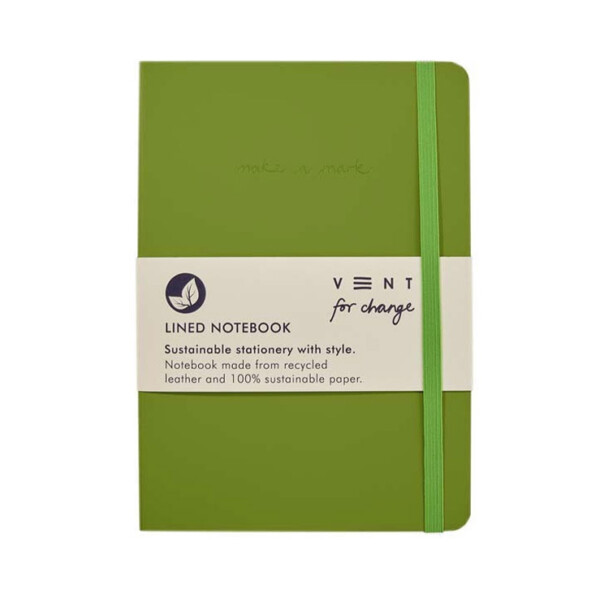 A5 Recycled Leather Notebook – Make a Mark – Green