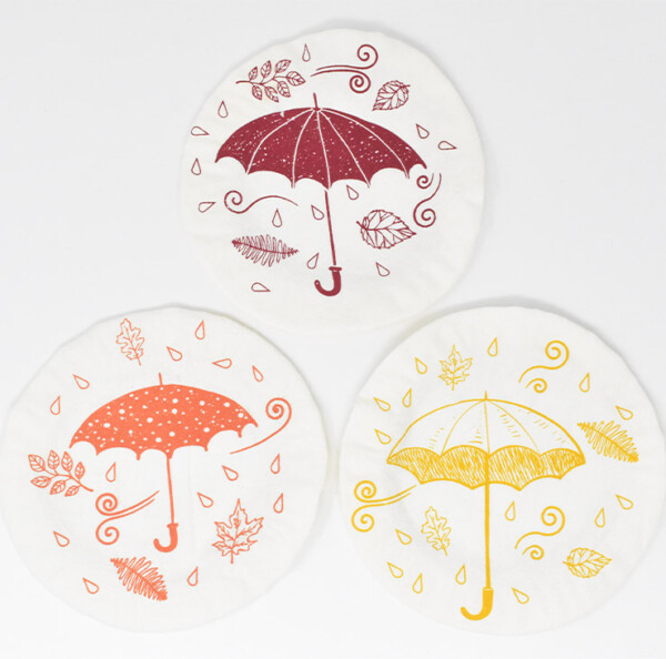 Colourful Umbrellas Small 6.5' Set of 3 Bowl Covers