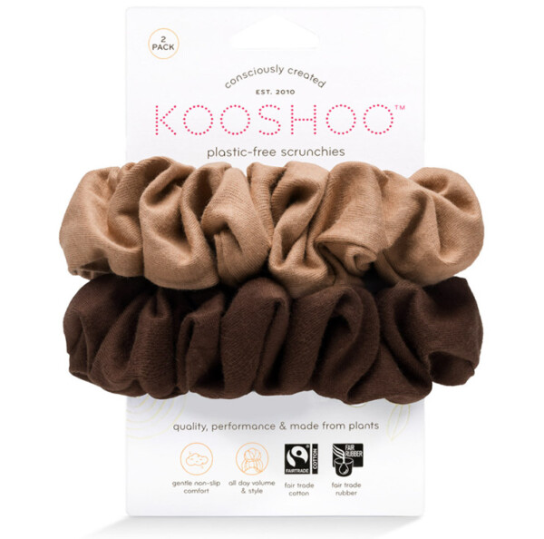 Macchiato Brown Organic Plastic-Free Hair Scrunchies - 2 Pack