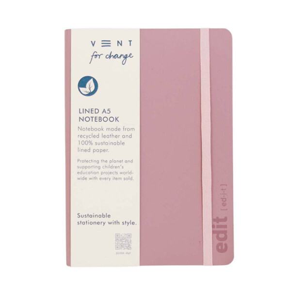 A5 Recycled Leather Notebook – Edit – Powder Pink