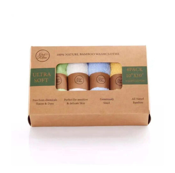 Colourful Organic Bamboo Face Cloths - Pack of 6
