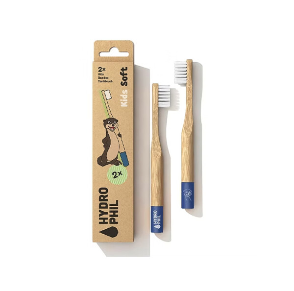 Children's 2 Pack Bamboo Toothbrush - Blue