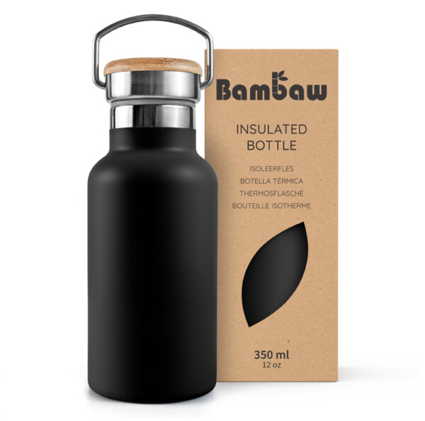 Stainless Steel Insulated Bottle 350ml - 1000ml - Jet Black - Image 2