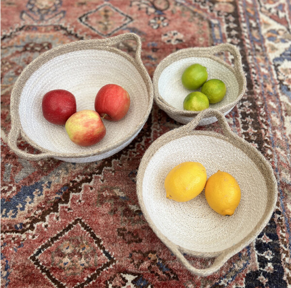 Jute Handled Bowl Set – Natural/White - Image 2