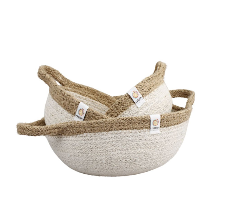 Image of Jute Handled Bowl Set – Natural/White