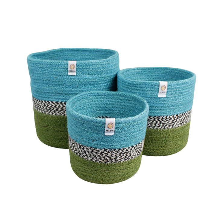 Image of Jute ZigZag Basket Set – Ocean