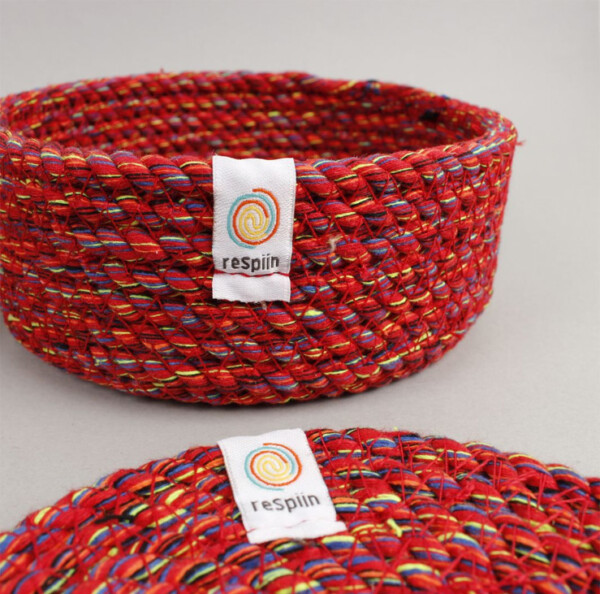 Recycled Cotton Coasters with Holder – Set of 6 – Multicoloured - Image 2