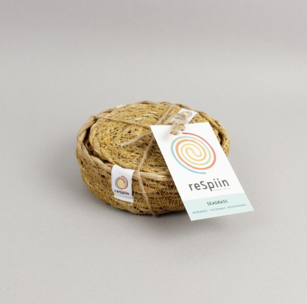 Seagrass Coasters with Holder – Set of 6 - Image 2