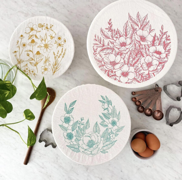 Floral Bowl Cover Set - Med. Lg. XL