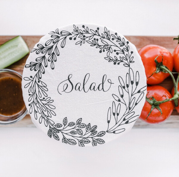 Salad Waxed Cotton Bowl Cover - Large 10"