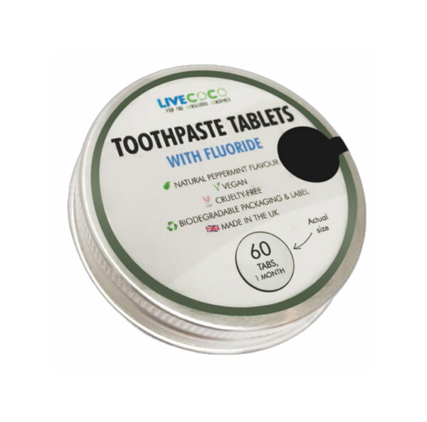 LiveCoco Fluoride Toothpaste Tablets - Peppermint 60 Tabs