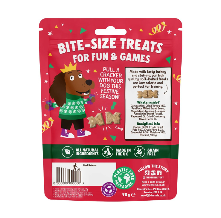 Denzel's Crimbo Crackers Turkey & Stuffing Dog Treats - 90g - Image 2