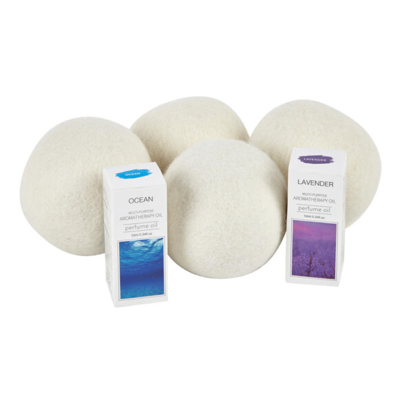 Organic Wool Dryer Balls - 4 Pack - With 2 Scented Essential Oils - Image 2