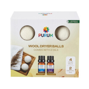 Organic Wool Dryer Balls - 4 Pack - With 2 Scented Essential Oils